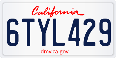 CA license plate 6TYL429