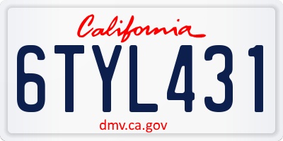 CA license plate 6TYL431
