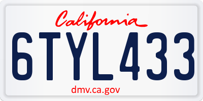 CA license plate 6TYL433