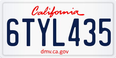 CA license plate 6TYL435