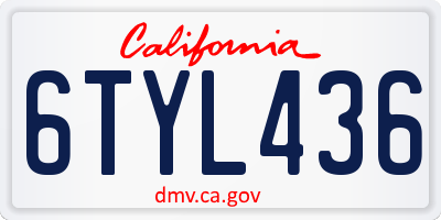 CA license plate 6TYL436