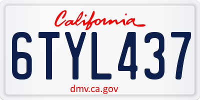 CA license plate 6TYL437