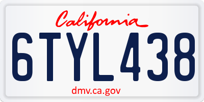 CA license plate 6TYL438