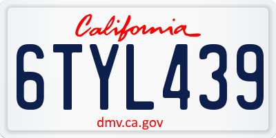 CA license plate 6TYL439