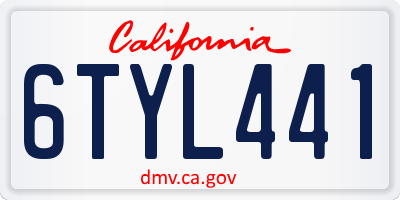 CA license plate 6TYL441