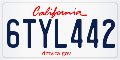 CA license plate 6TYL442