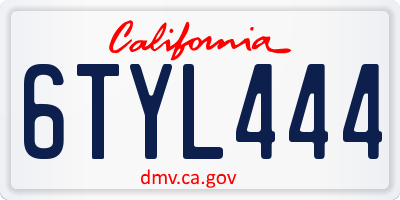 CA license plate 6TYL444