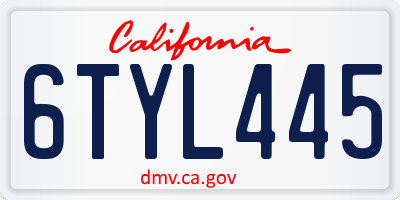 CA license plate 6TYL445