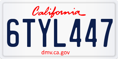 CA license plate 6TYL447