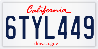 CA license plate 6TYL449