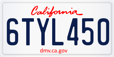 CA license plate 6TYL450