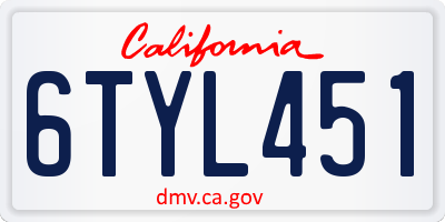CA license plate 6TYL451