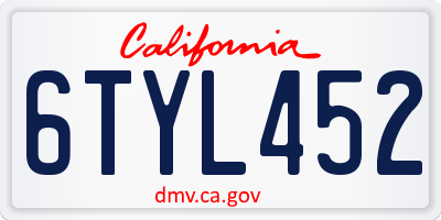 CA license plate 6TYL452