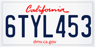 CA license plate 6TYL453