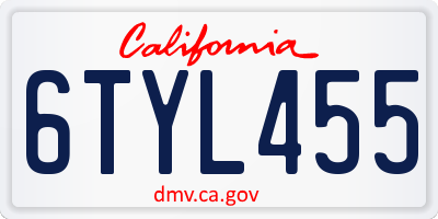 CA license plate 6TYL455