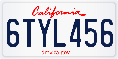 CA license plate 6TYL456