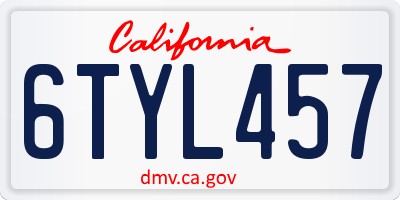 CA license plate 6TYL457