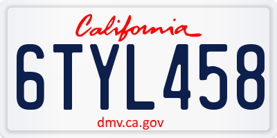 CA license plate 6TYL458