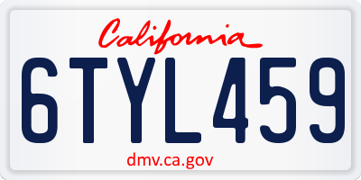 CA license plate 6TYL459