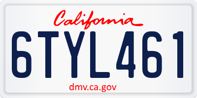 CA license plate 6TYL461