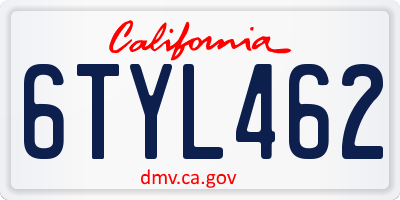 CA license plate 6TYL462