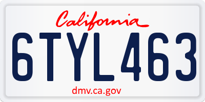 CA license plate 6TYL463