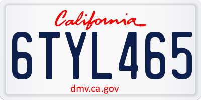 CA license plate 6TYL465