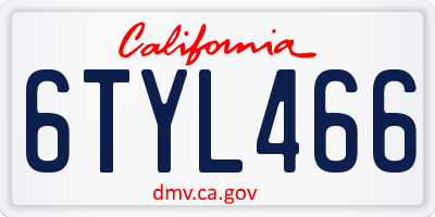 CA license plate 6TYL466