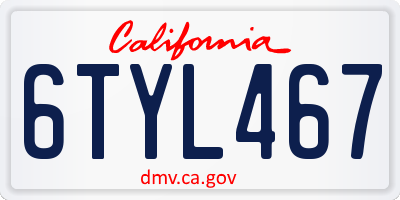 CA license plate 6TYL467