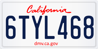 CA license plate 6TYL468