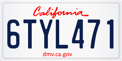 CA license plate 6TYL471