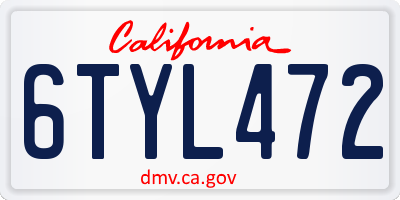 CA license plate 6TYL472