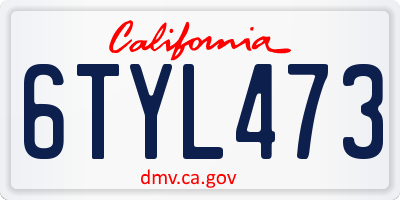 CA license plate 6TYL473