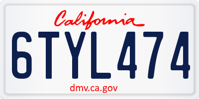 CA license plate 6TYL474