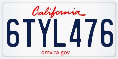CA license plate 6TYL476