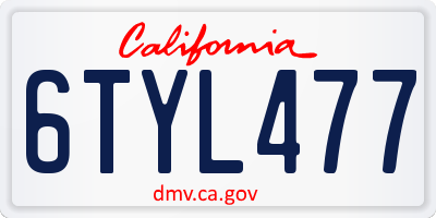 CA license plate 6TYL477
