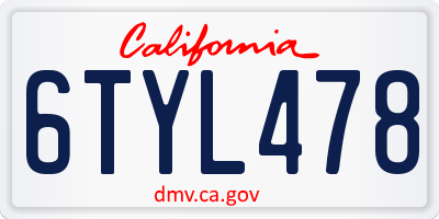 CA license plate 6TYL478