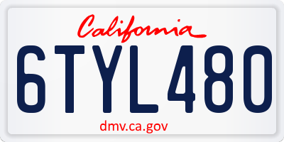 CA license plate 6TYL480