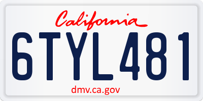 CA license plate 6TYL481