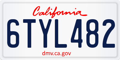CA license plate 6TYL482