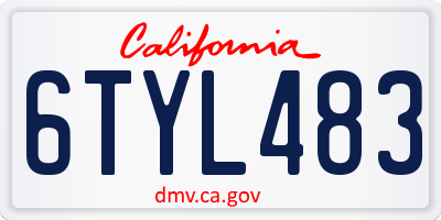 CA license plate 6TYL483