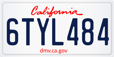 CA license plate 6TYL484