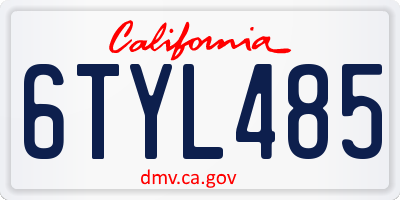 CA license plate 6TYL485
