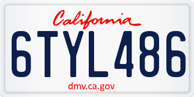 CA license plate 6TYL486