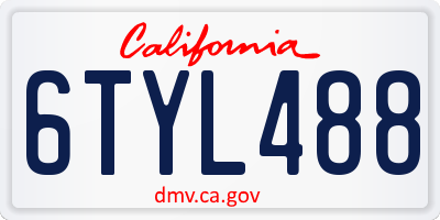 CA license plate 6TYL488