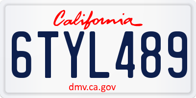 CA license plate 6TYL489