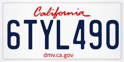 CA license plate 6TYL490