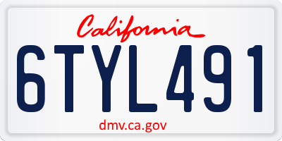CA license plate 6TYL491