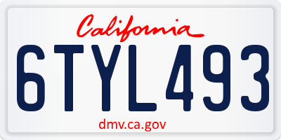 CA license plate 6TYL493