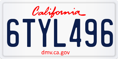 CA license plate 6TYL496